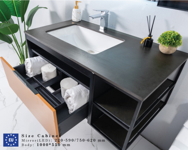 Bộ tủ chậu và tủ gương led size 1000mm MOWOEN MW6622-100