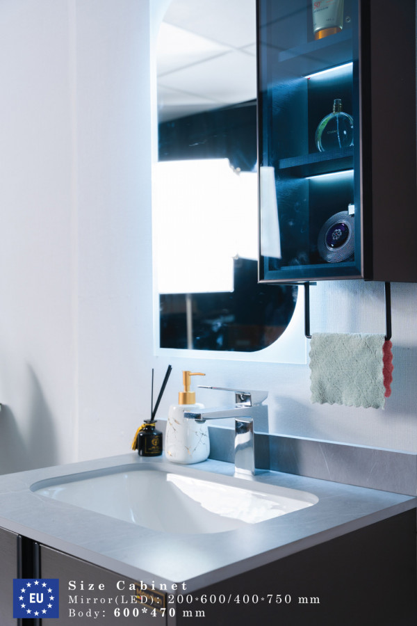 Bộ tủ chậu và tủ gương led size 600mm MOWOEN MW6602-60