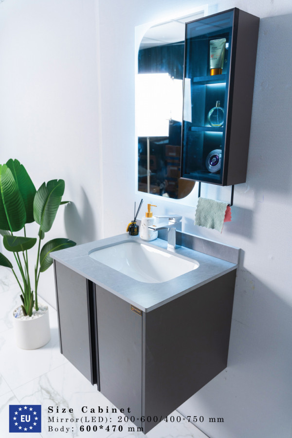 Bộ tủ chậu và tủ gương led size 600mm MOWOEN MW6602-60