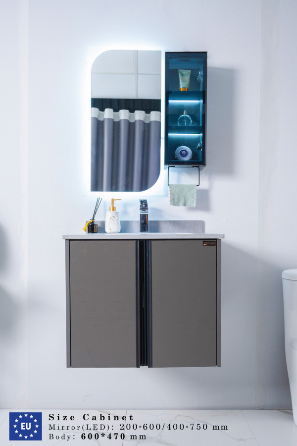 Bộ tủ chậu và tủ gương led size 600mm MOWOEN MW6602-60