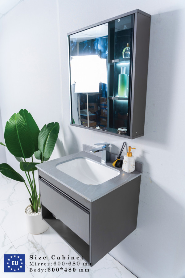 Bộ tủ chậu và tủ gương led size 600mm MOWOEN MW6618-60