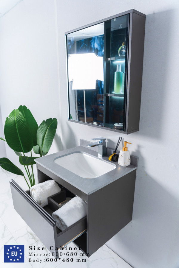 Bộ tủ chậu và tủ gương led size 600mm MOWOEN MW6618-60