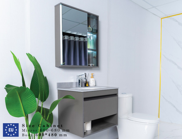 Bộ tủ chậu và tủ gương led size 600mm MOWOEN MW6618-60