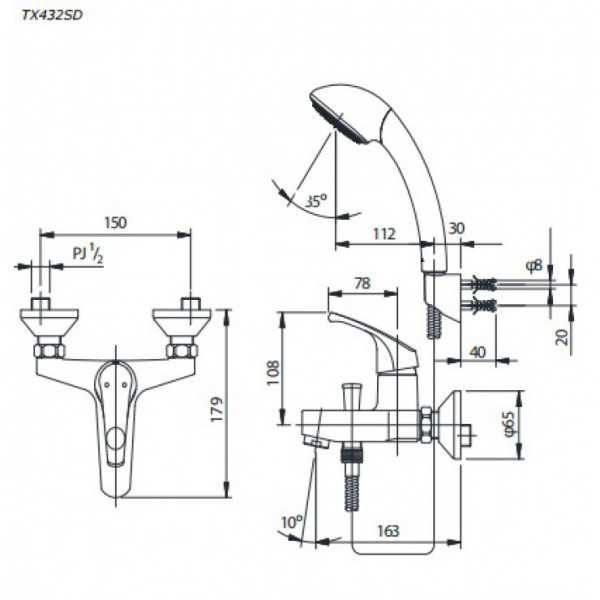 Bộ sen tắm nóng lạnh TOTO TX432SDN (TX432SD)