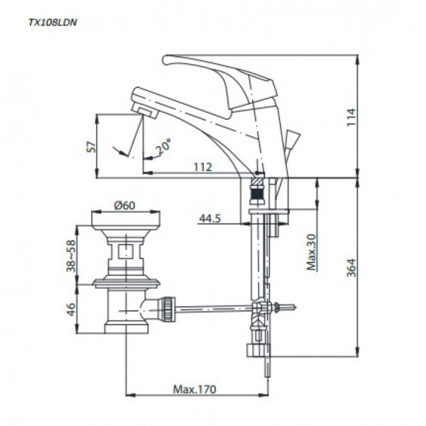 Vòi lavabo nóng lạnh DONNA TOTO TX108LDN
