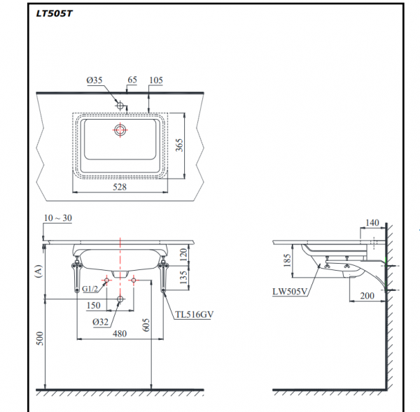 Chậu rửa mặt lavabo âm bàn TOTO LT505T#XW