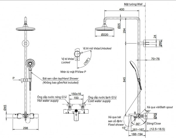 Bộ sen cây nóng lạnh TOTO TBW01001BA TBS01302V TBW01008A