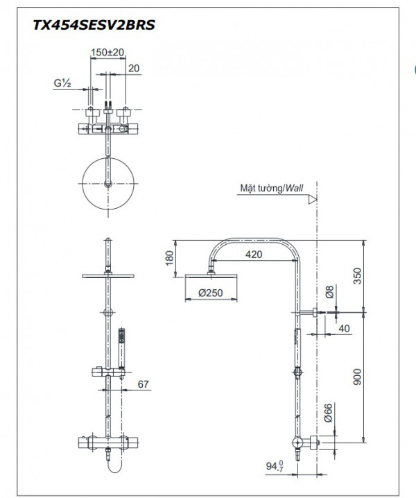 Sen tắm cây nhiệt độ TOTO TX454SESV2BRS