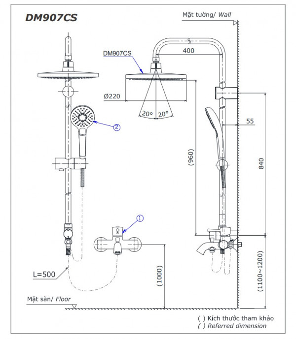 Bộ sen cây tắm nóng lạnh TOTO DM907CS TVSM107CRR DGH104ZR (bỏ mẫu TVSM107CRR)