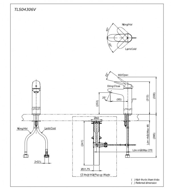 Vòi lavabo nóng lạnh LF TOTO TLS04306V