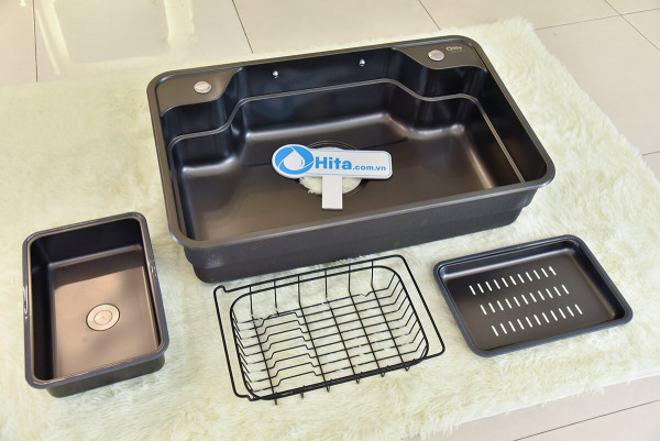 Chậu rửa chén 1 hố kèm bộ khay rổ HITA HDXLG8050D-FULL 80x50cm