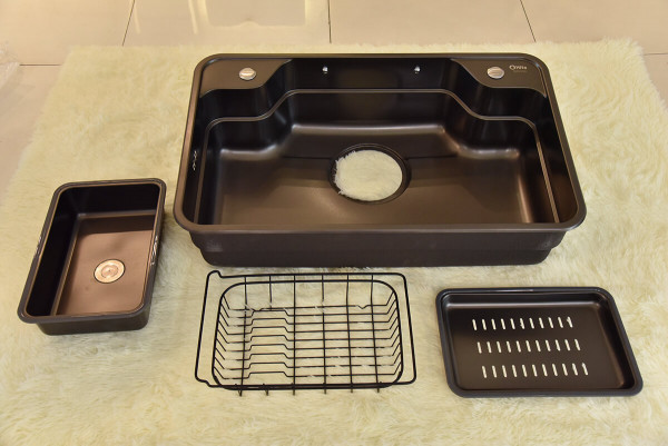 Chậu rửa chén 1 hố kèm bộ khay rổ HITA HDXLG8050D-FULL 80x50cm