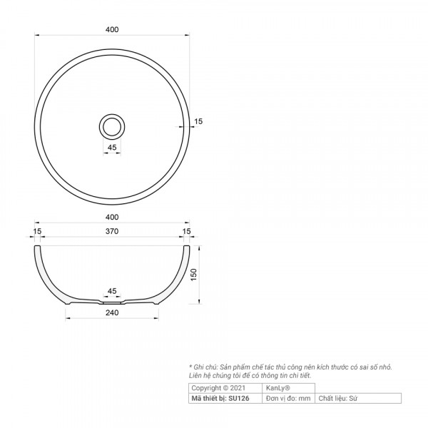 Chậu lavabo đặt bàn Kanly sứ hoa văn SU126
