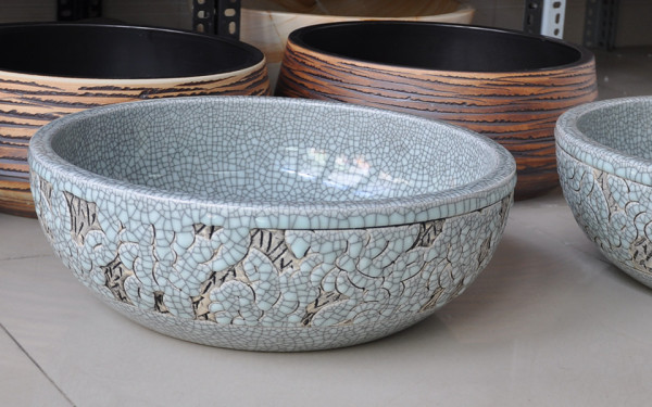 Chậu lavabo đặt bàn Kanly sứ hoa văn SU126