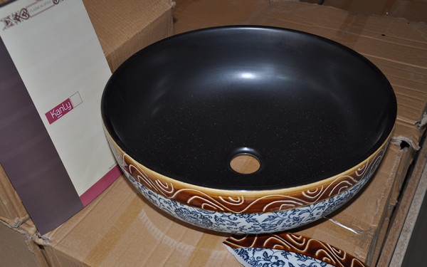 Chậu lavabo đặt bàn Kanly sứ hoa văn SU113