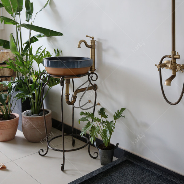 Chậu lavabo đặt bàn Kanly sứ hoa văn SU311