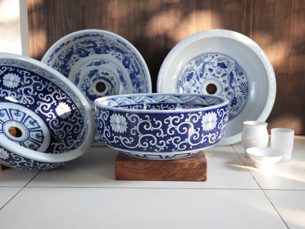 Chậu lavabo đặt bàn Kanly sứ hoa văn SU120