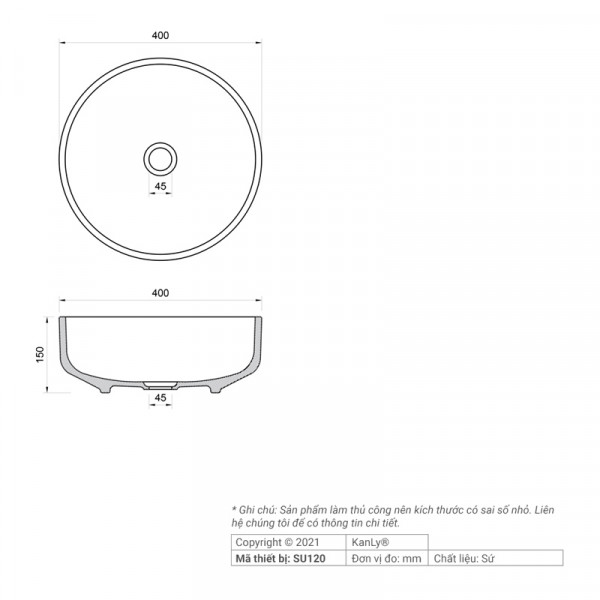 Chậu lavabo đặt bàn Kanly sứ hoa văn SU120