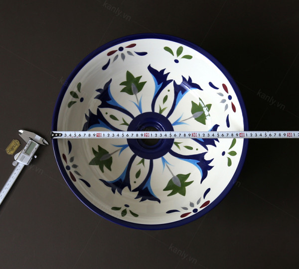 Chậu lavabo đặt bàn Kanly sứ hoa văn SU401