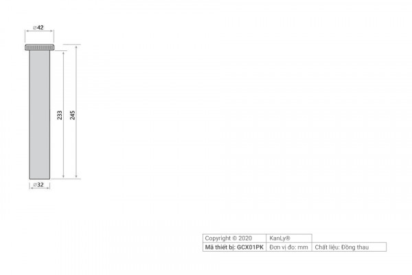Ống nối đầu xả lavabo 25cm Kanly GCX01PK