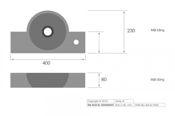 Chậu lavabo đặt bàn Kanly đá nhỏ mini MAR6M