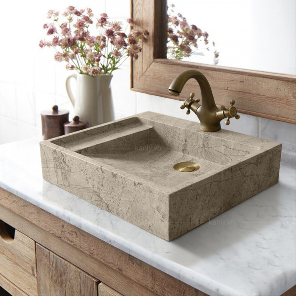 Chậu lavabo đặt bàn Kanly bằng đá MAR24V