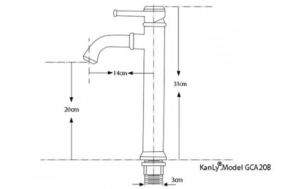 Vòi chậu lavabo nóng lạnh bằng đồng Kanly GCA20B/V20B