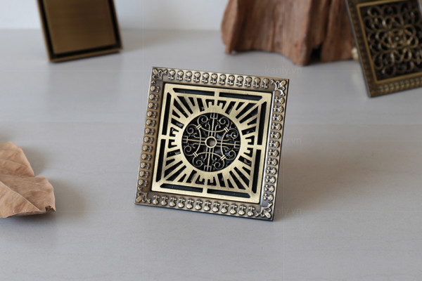 Phễu thoát sàn bằng đồng 12x12cm Kanly GCP22