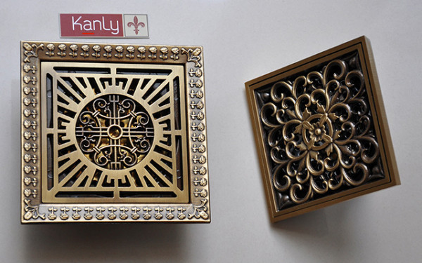 Phễu thoát sàn bằng đồng 12x12cm Kanly GCP22