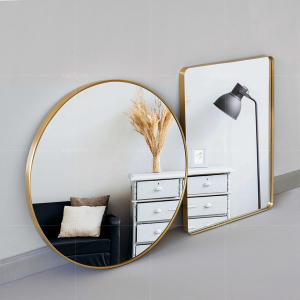 Gương soi tròn khung bằng đồng 50x70cm Kanly PK11.02
