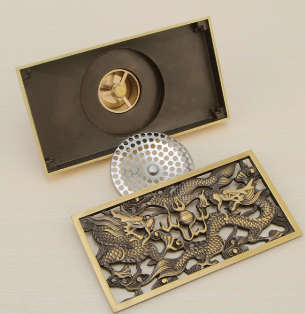 Phễu thoát sàn bằng đồng 8x20cm Kanly GCP82