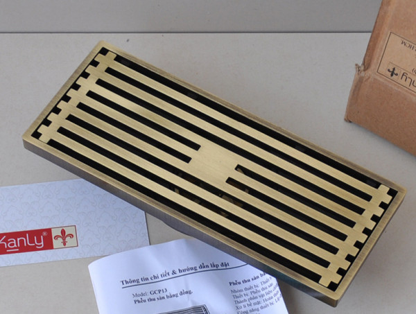 Phễu thoát sàn bằng đồng 8x20cm Kanly GCP83