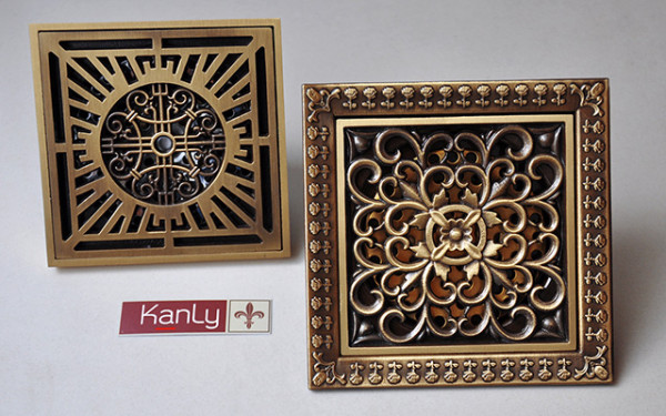 Phễu thoát sàn bằng đồng 12x12cm Kanly GCP21