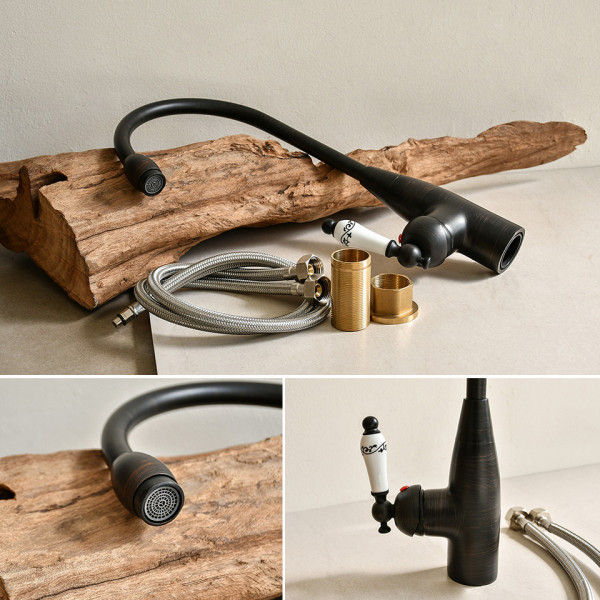 Vòi rửa bát nóng lạnh bằng đồng Kanly GCC01B