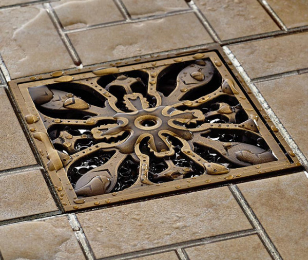 Phễu thoát sàn bằng đồng 10x10cm Kanly GCP07