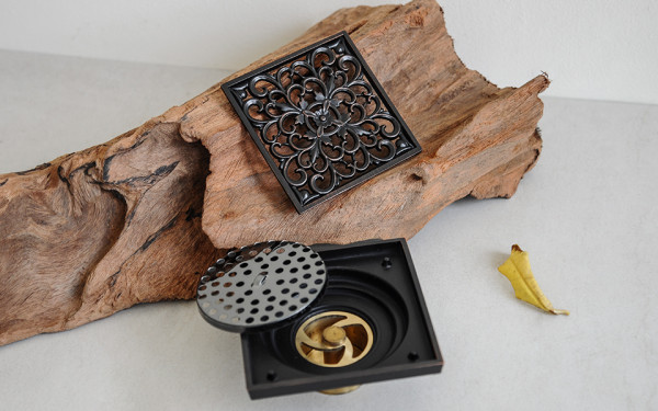 Phễu thoát sàn bằng đồng 10x10cm Kanly GCP01B