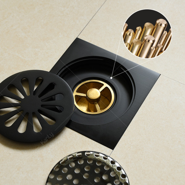 Phễu thoát sàn bằng đồng 10x10cm Kanly GCP13B