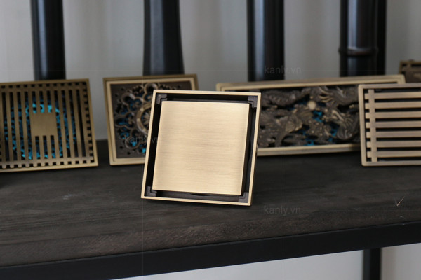 Phễu thoát sàn bằng đồng 10x10cm Kanly GCP10