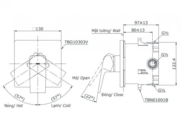 Van gật gù nóng lạnh GB TOTO TBG10303V/TBN01001B