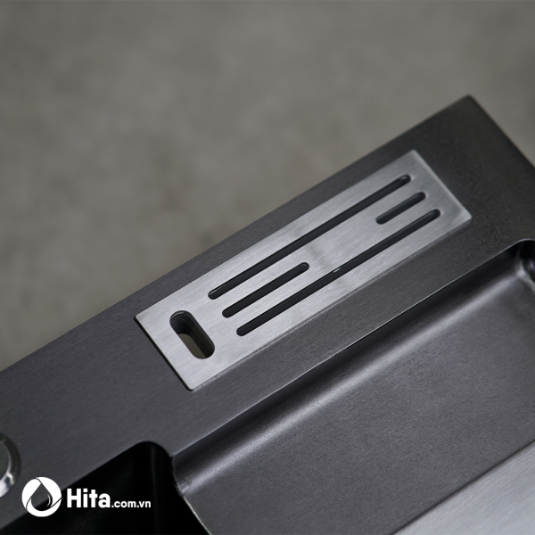 Chậu rửa chén có hộc rác phủ Nano Đen HITA HD10048GRND