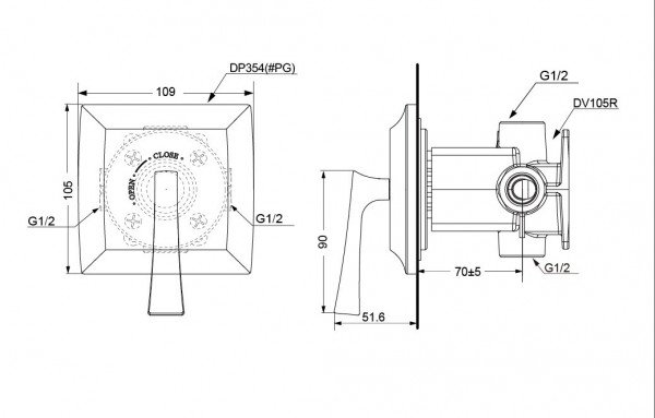Van dừng CLASSIC TOTO DP354#PG/DV105R