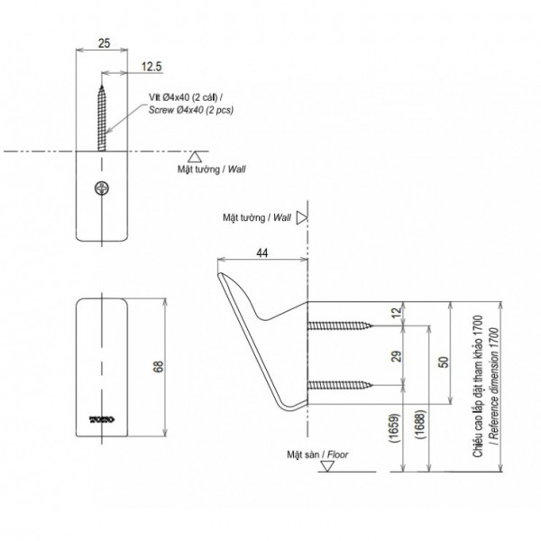 Móc áo G tròn TOTO YRH902V
