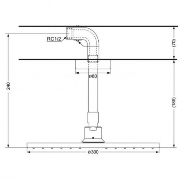 Bát sen tắm gắn trần TOTO DBX113-1CA (DBX1131CA) (tròn, 300mm)
