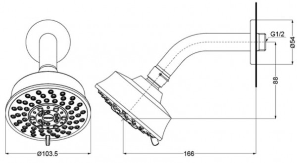 Bát sen tắm gắn tường TOTO TBW03001B (5 chế độ, tròn, 102mm, cổ điển)