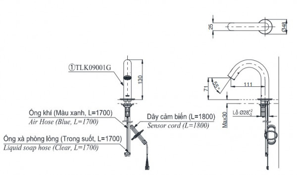 Vòi xịt xà phòng tự động TOTO TLK09001G