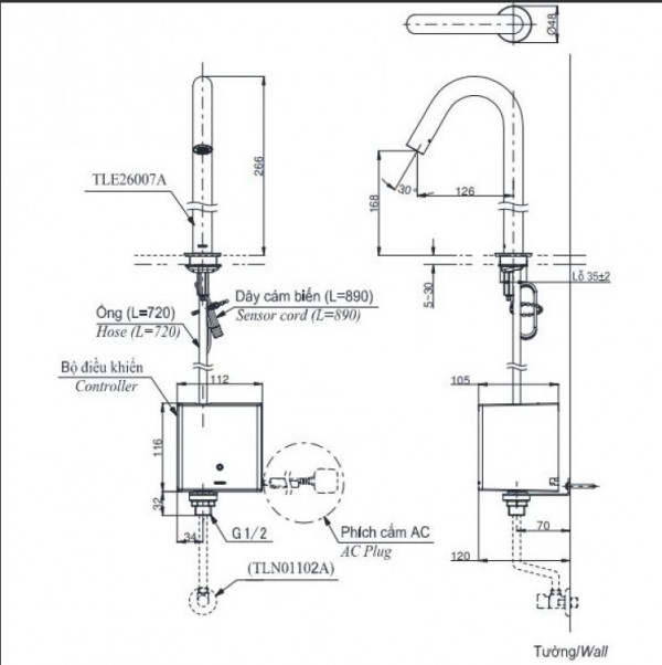 Vòi lavabo cảm ứng TOTO TLE26007A
