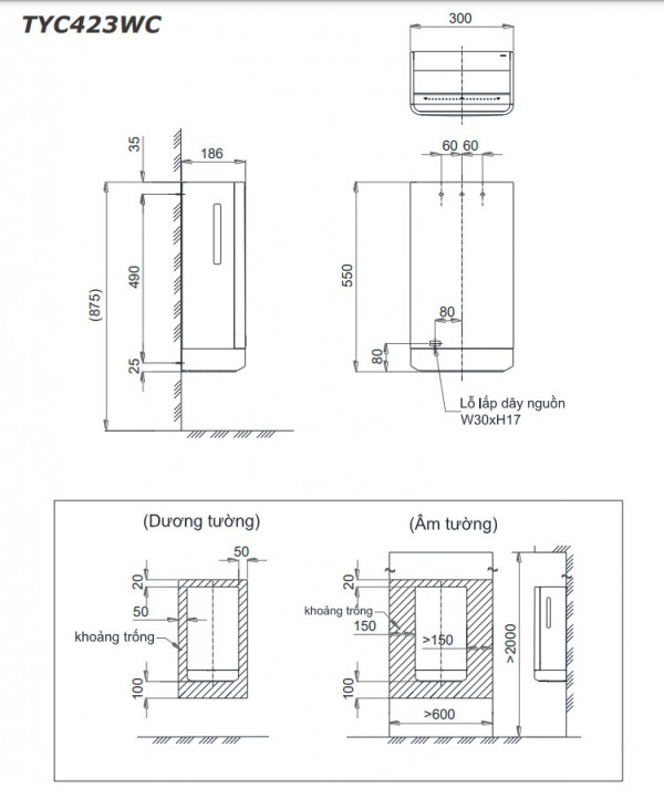 Máy sấy tay TOTO TYC423WC hai mặt