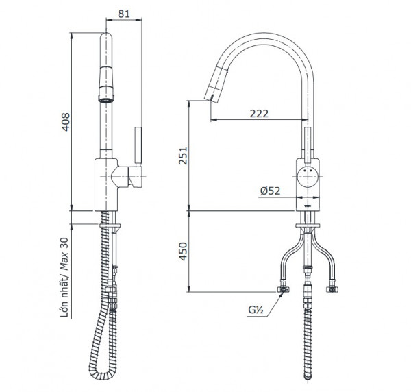 Vòi bếp nóng lạnh TOTO TX608KNBR