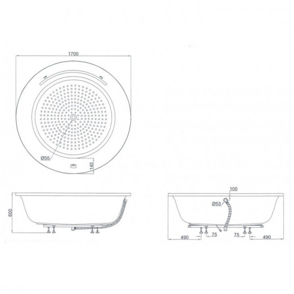 Bồn tắm TOTO PPY1720HPTE#P ngọc trai 1m7 tay vịn