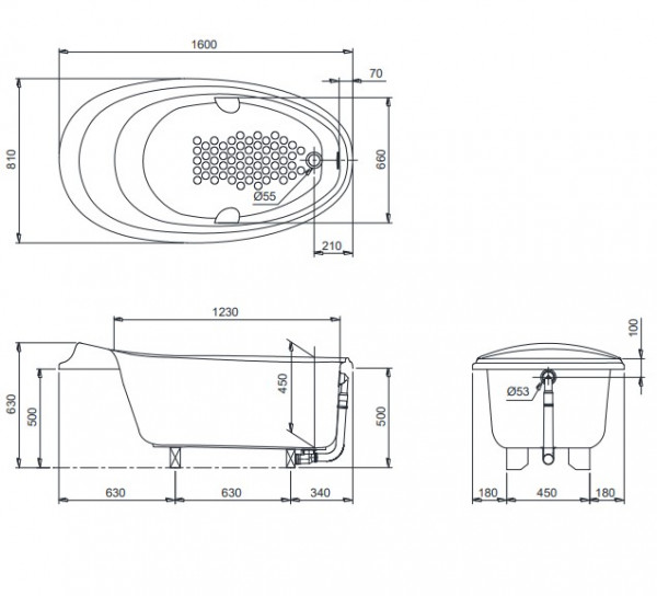 Bồn tắm TOTO PPY1610HPTE#S ngọc trai 1m6 tay vịn